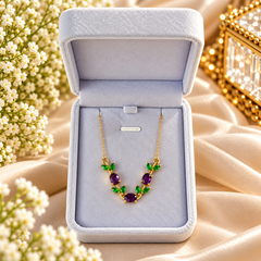Tulip Bloom Necklace Violet & Green – Floral Elegance Collection 🌷