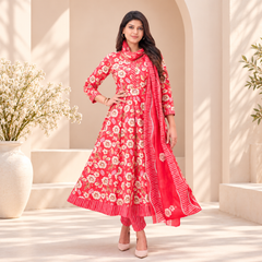 Gulbahar Coral Cotton Anarkali Suit
