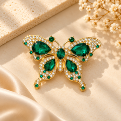 Emerald Butterfly Elegance Brooch