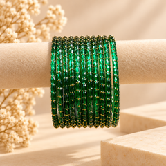 Raindrop Glass Bangles – Green