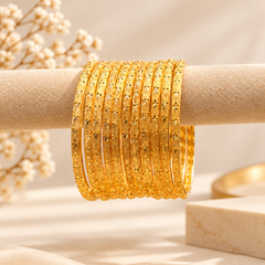 Raindrop Glass Bangles – Gold