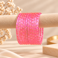 Raindrop Glass Bangles – Pink