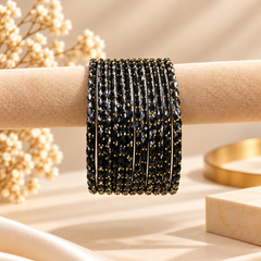 Raindrop Glass Bangles – Black