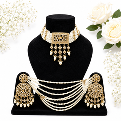 Gold Polki Pearl Set with Sahara
