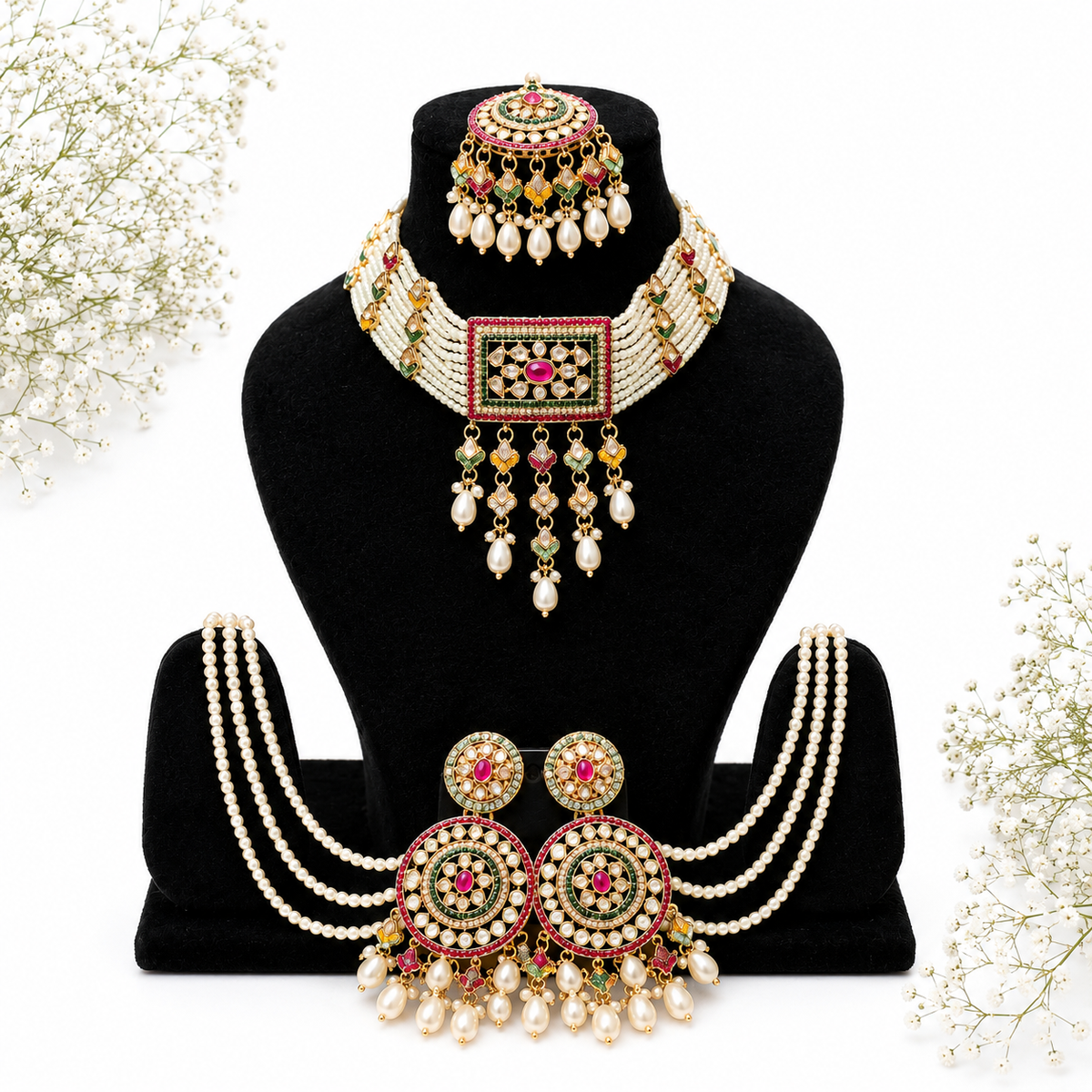 Multicolor Polki Pearl Set with Sahara