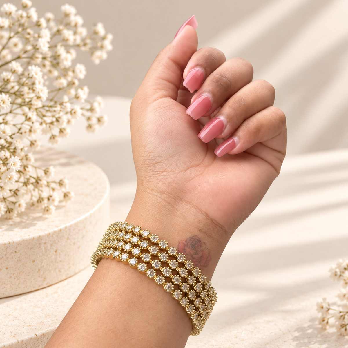 Crystal Weave Bangles - Gold