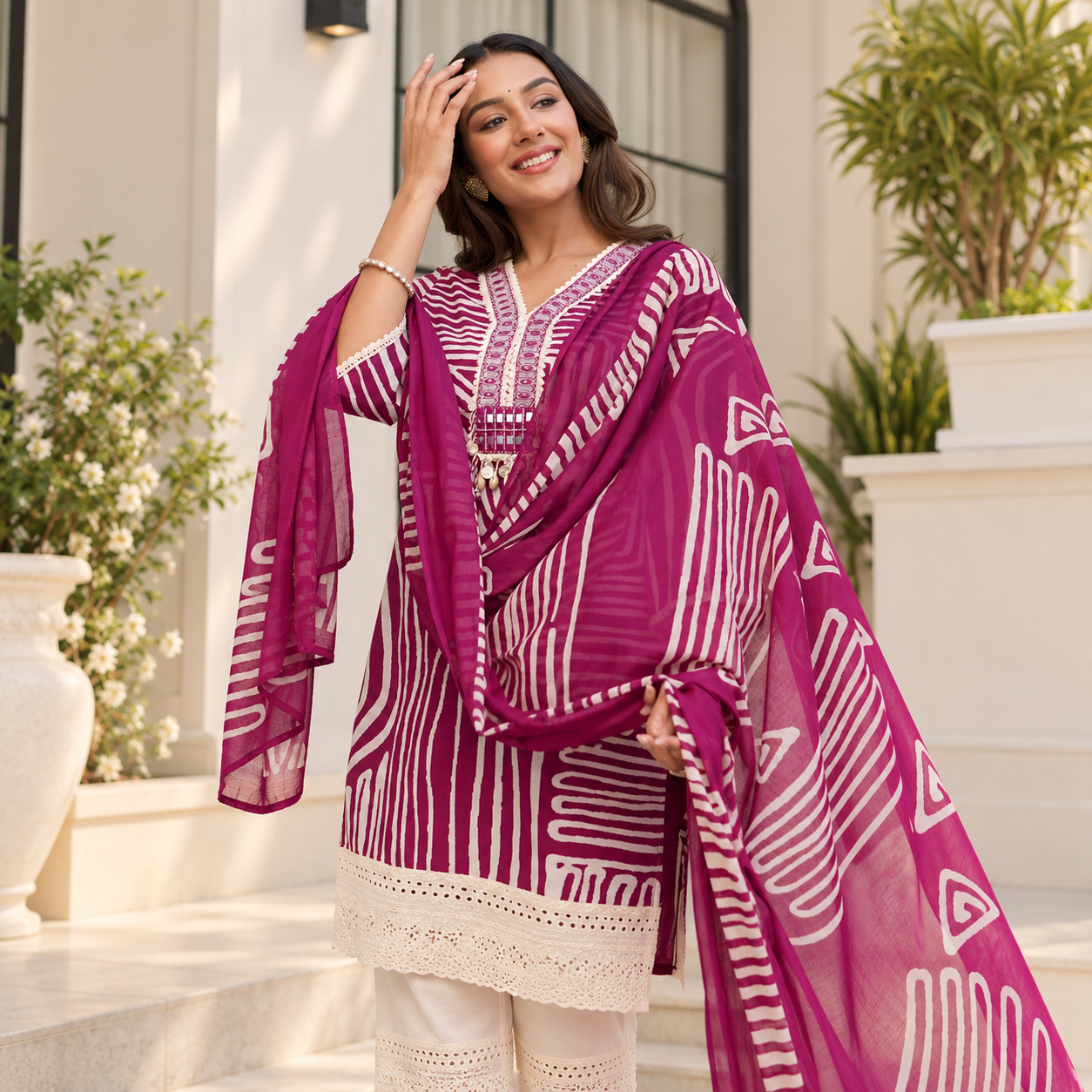 Amara Magenta Three-Piece Suit