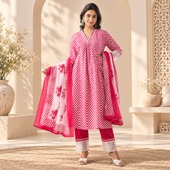 Fuchsia Chevron Three-Piece Suit