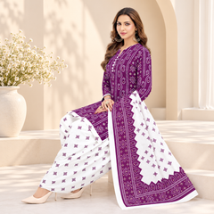 Zariya Purple Cotton Patiala Suit