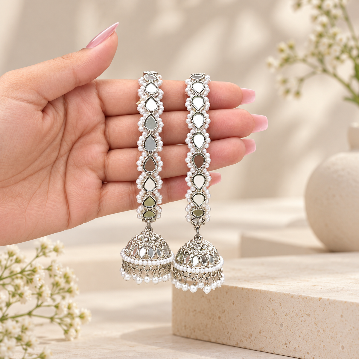 Teardrop Dangler Bangles - Silver