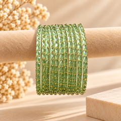 Raindrop Glass Bangles – Olive