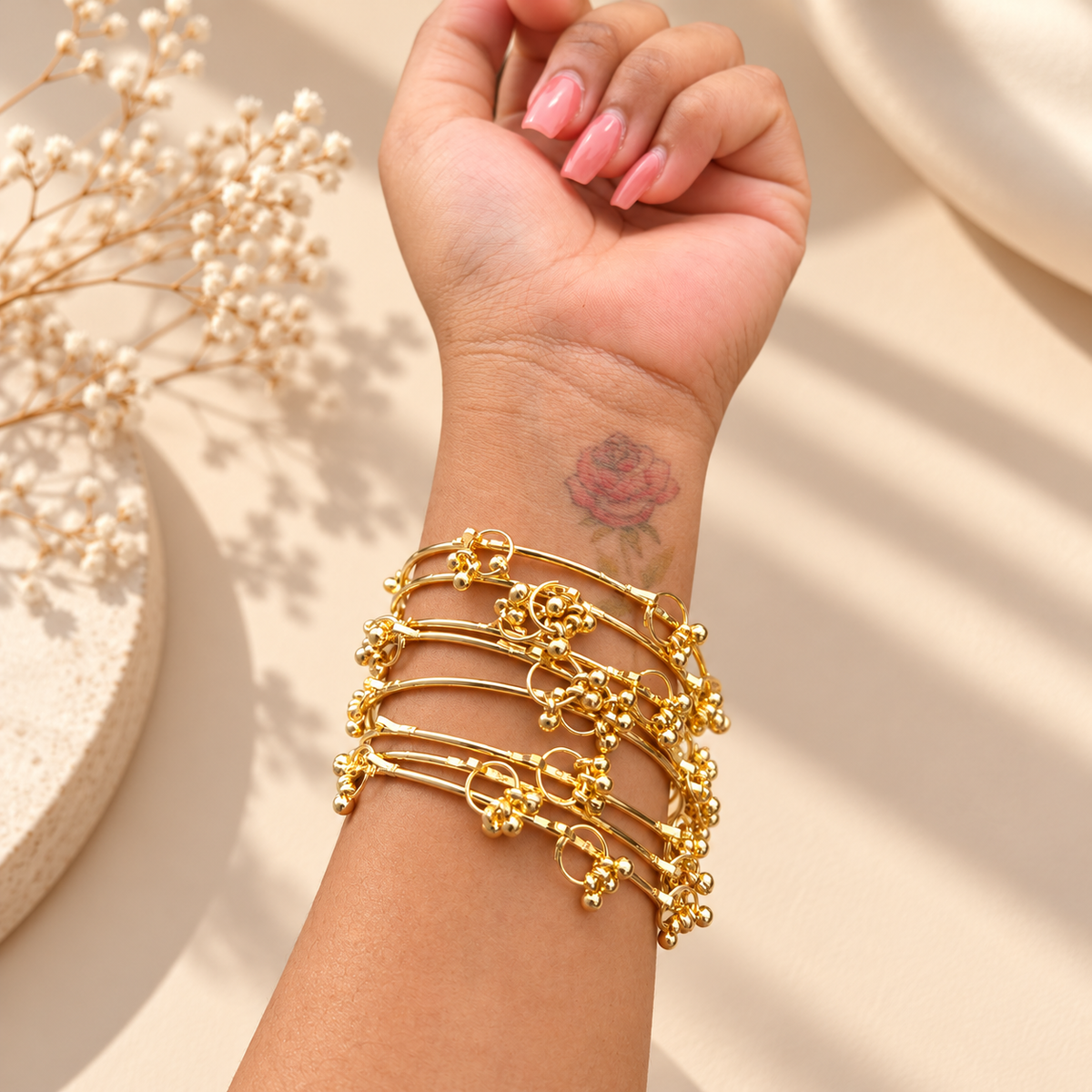 Gold Kashmiri Ghungroo Bangles