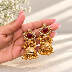 Royal Ruby Heritage Jhumka Earrings