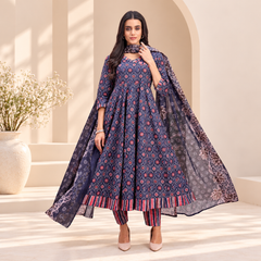 Nayara Indigo Cotton Anarkali Suit