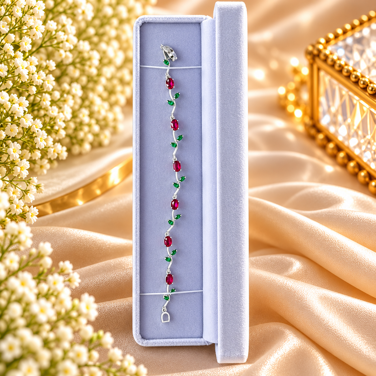 Tulip Bracelet Silver & Red– Floral Elegance Collection 🌷