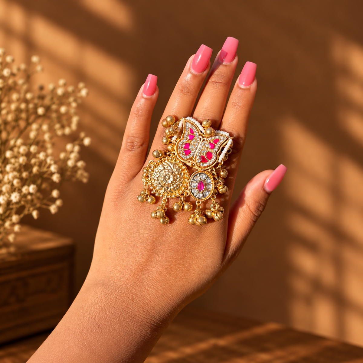 Gulabi Butterfly Heritage Ring