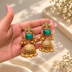 Emerald Royal Heritage Jhumka Earrings