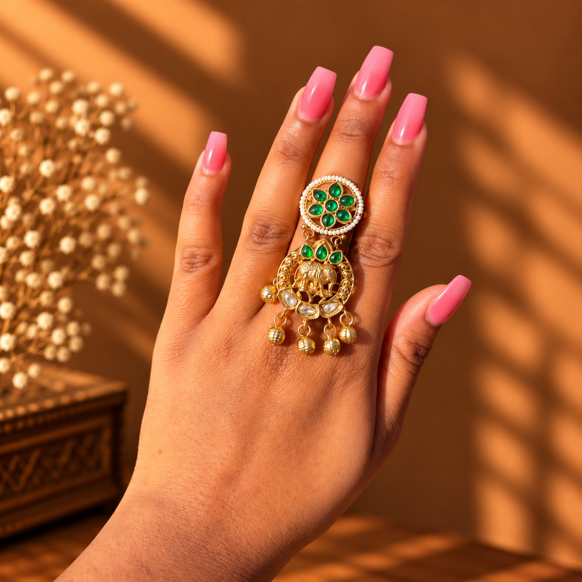 Emerald Gajraaj Heritage Ring