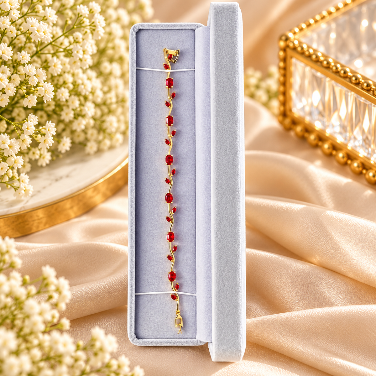 Tulip Bracelet Gold & Red – Floral Elegance Collection 🌷