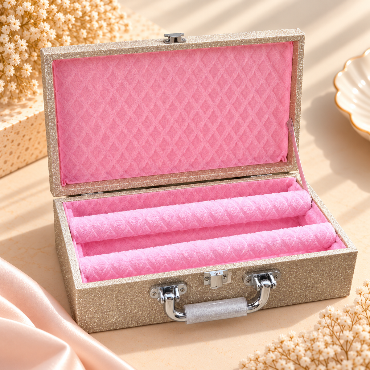 Rose Gold Bangle Storage Box - 2 Rows
