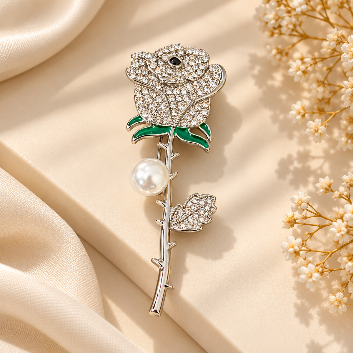 Silver Eternal Rose Elegance Brooch – Outfit Pin