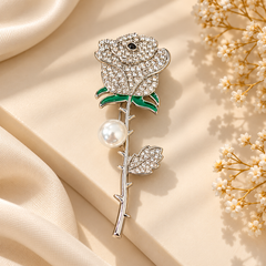 Silver Eternal Rose Elegance Brooch – Outfit Pin