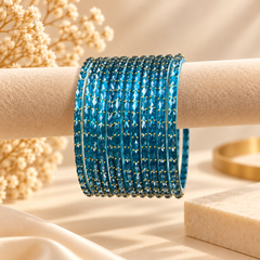 Raindrop Glass Bangles – Peacock