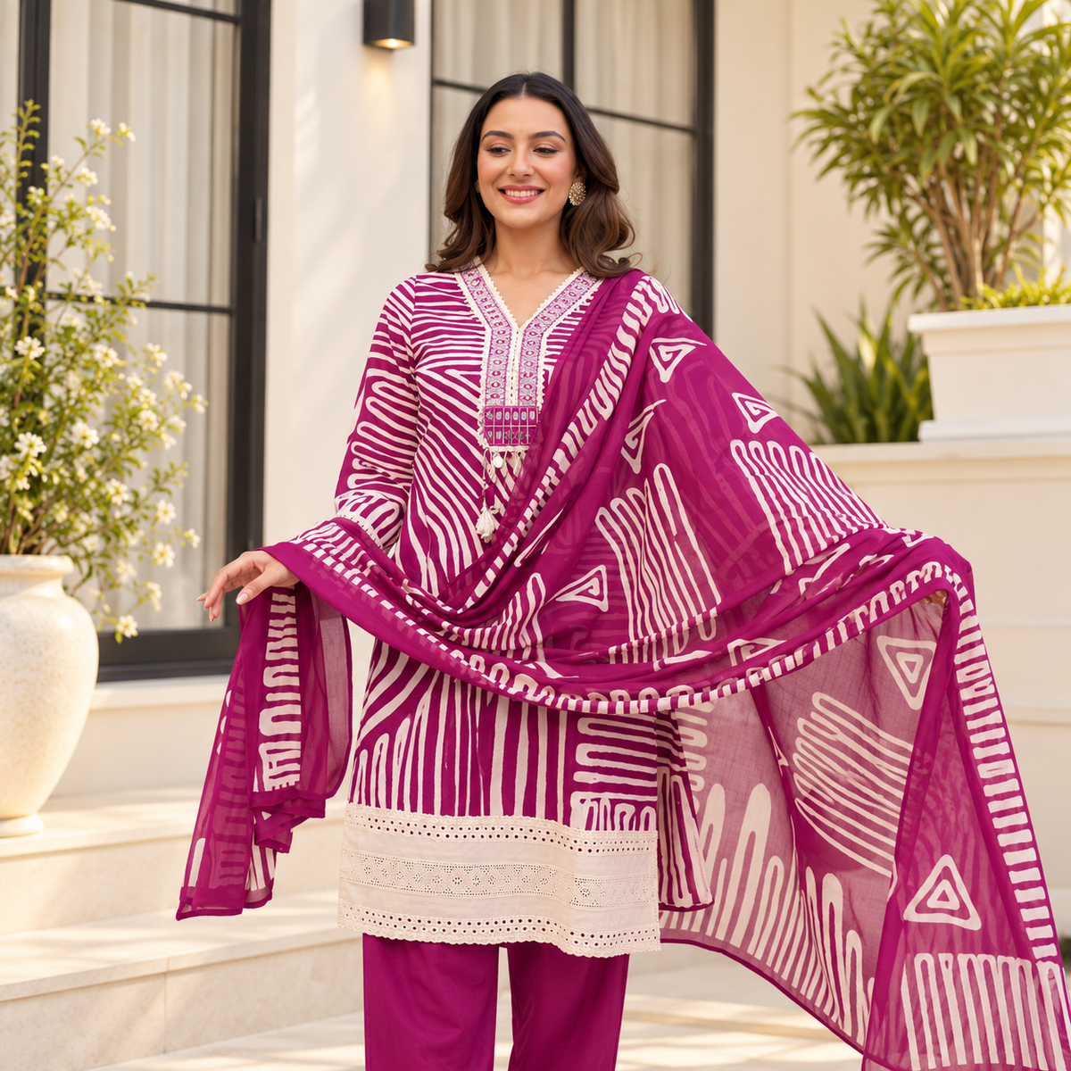 Amara Magenta Three-Piece Suit